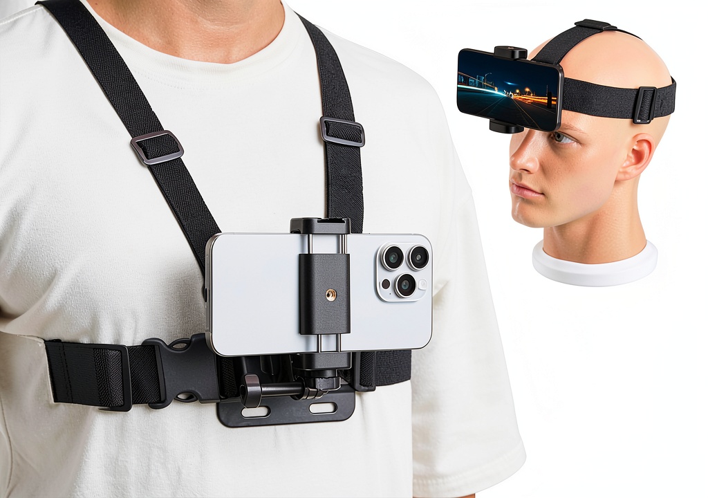 User wearing BRDRC chest phone mount while filming a bike trail