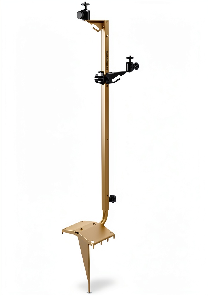 Stealth Cam mounting post installed in a forest clearing