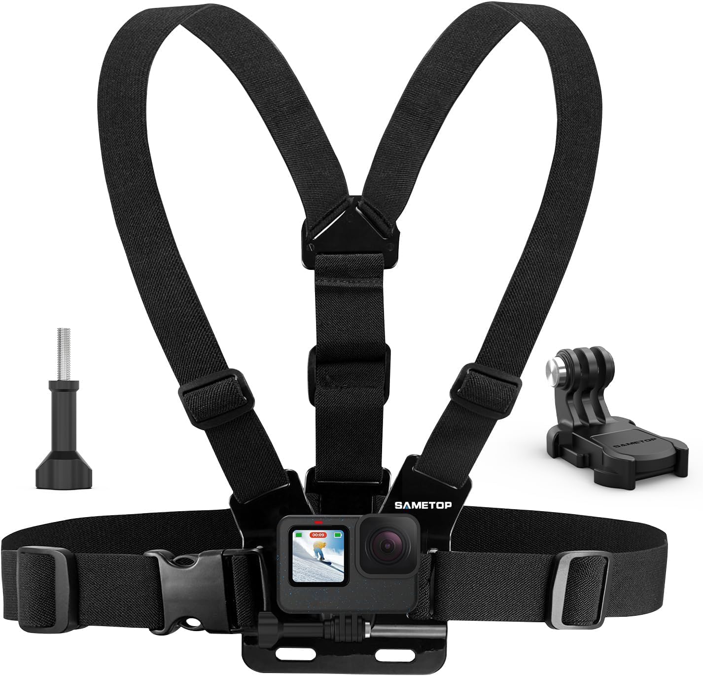 Athlete wearing Sametop chest mount while mountain biking