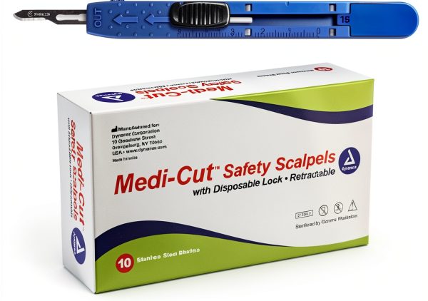 Dynarex Medi-Cut Disposable Scalpel #15 Safety Scalpel Box of 10-0