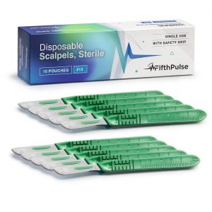 Disposable Surgical Scalpel Knife #10 FifthPulse Sterile Curved Blades-0