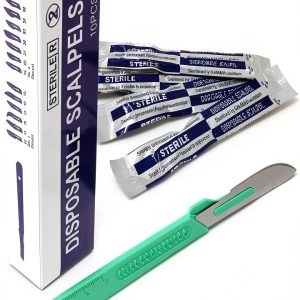 Disposable Surgical Scalpel Blades #22 Steel Plastic Handle 10 Pack-0