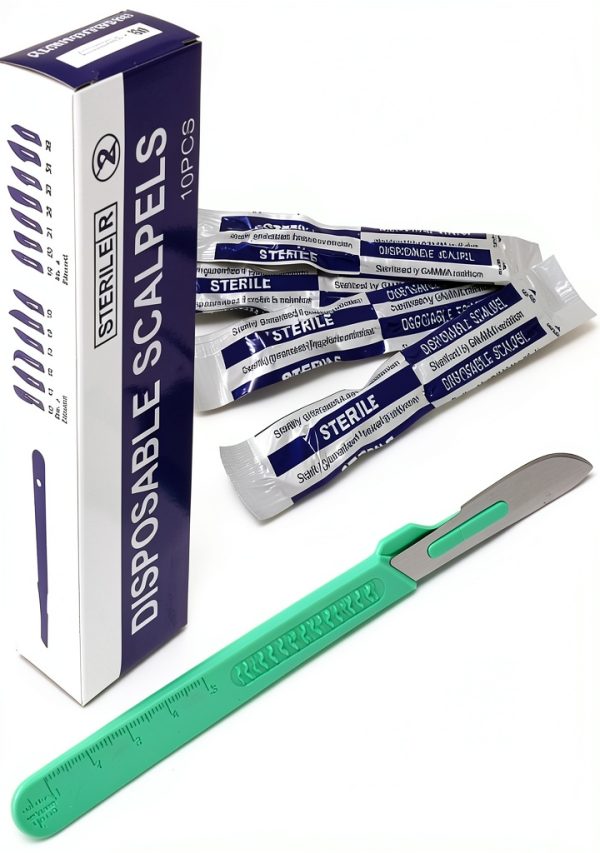 Disposable Surgical Scalpel Blades #22 Steel Plastic Handle 10 Pack-0