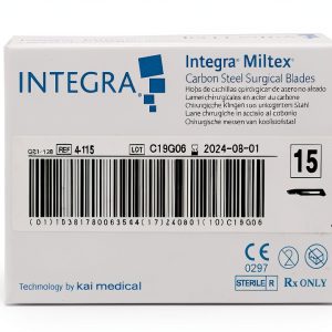 Integra Miltex 4-115 Carbon Steel Sterile Surgical Scalpel Blade 15-0