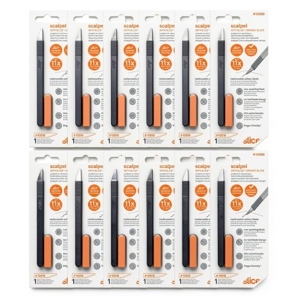 Ceramic Scalpel Slice 10568 Thin Flat Handle Blade 12‑Pack-0