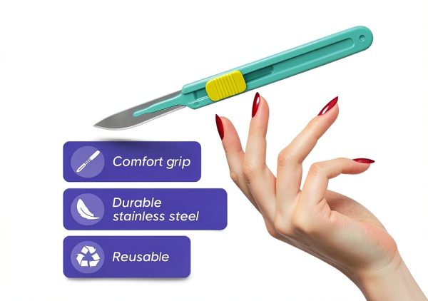 Retractable Disposable Scalpel 10R Disposable Dermaplaning Blades 10R with Plastic Handle, Dermablade Blades. Individually Wrapped 10R Blade - Box of 10-2
