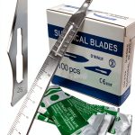 Surgical Sterile Blades 100pcs #25 Carbon Steel with Handle High Tech-0