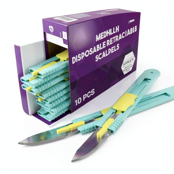 Retractable Disposable Scalpel 10R Disposable Dermaplaning Blades 10R with Plastic Handle, Dermablade Blades. Individually Wrapped 10R Blade - Box of 10-6